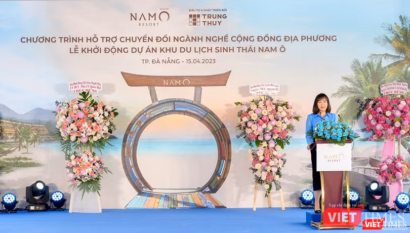 Bà Trương Thị Hồng Hạnh - Giám đốc Sở Du lịch Đà Nẵng - phát biểu tại chương trình Hỗ trợ chuyển đổi ngành nghề cộng đồng địa phương