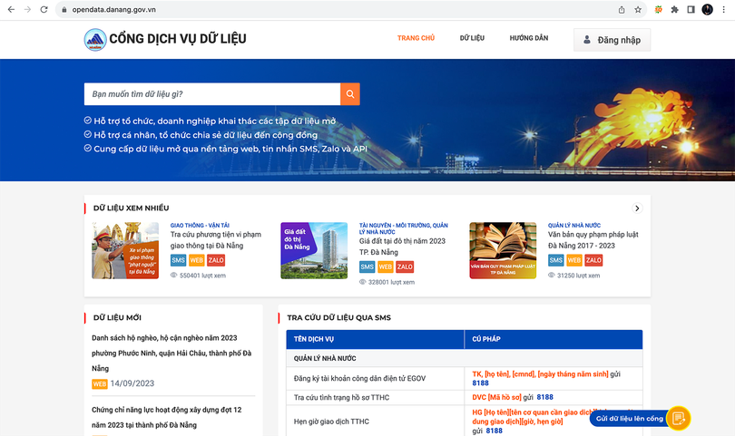 Cổng dữ liệu mở Đà Nẵng đã có hơn 4,68 triệu lượt truy cập, khai thác thông tin