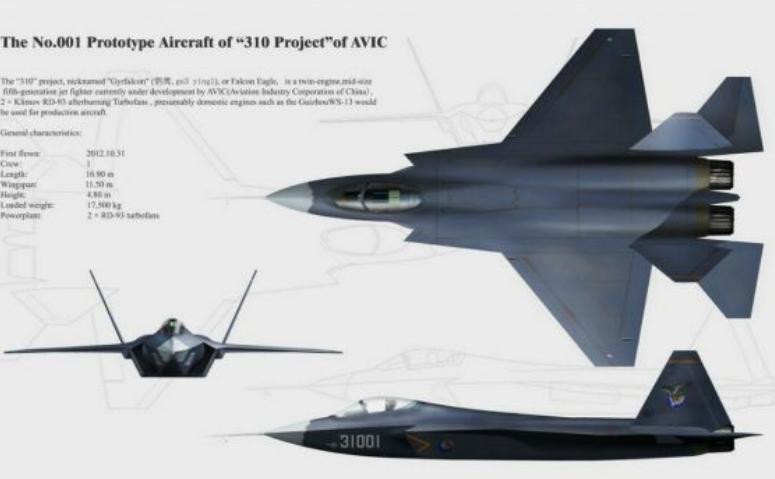 Bản vẽ máy bay nguyên mẫu FC-31 Trung Quốc. Ảnh: Cankao