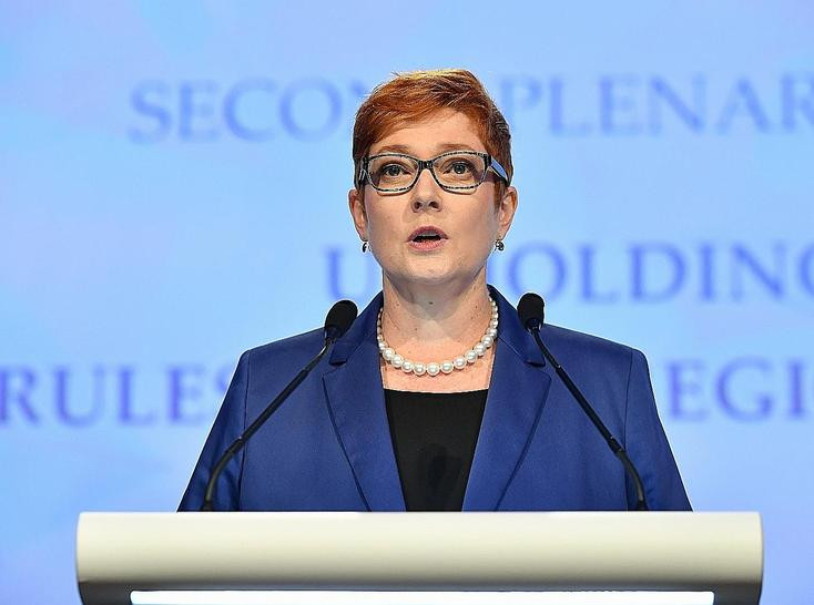 Bộ trưởng Quốc phòng Australia Marise Payne tại Đối thoại Shangri-La 2017. Ảnh: The Straits Times