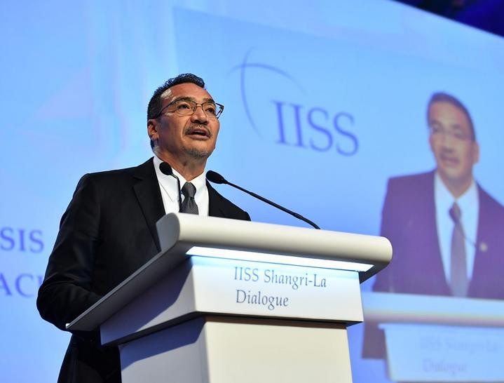 Bộ trưởng Quốc phòng Malaysia Hishammuddin Hussein tại Đối thoại Shangri-La 2017. Ảnh: The Straits Times