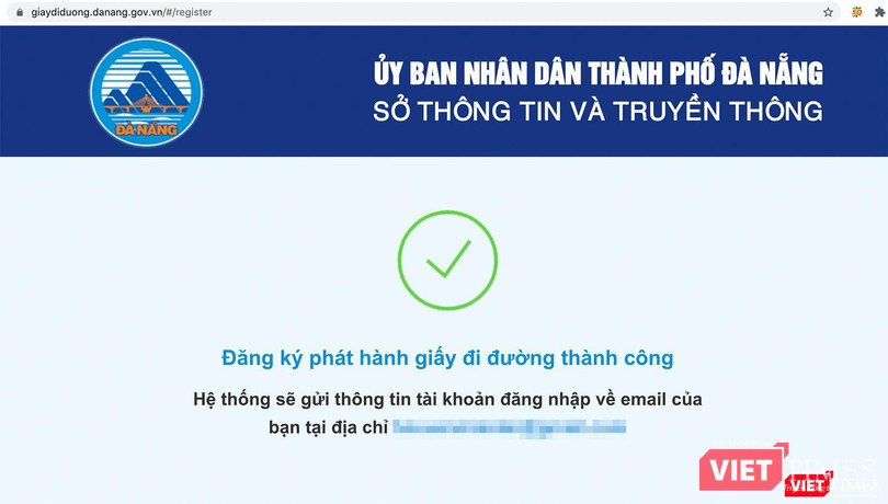 Thông báo đăng ký thành công Thông báo đăng ký thành công