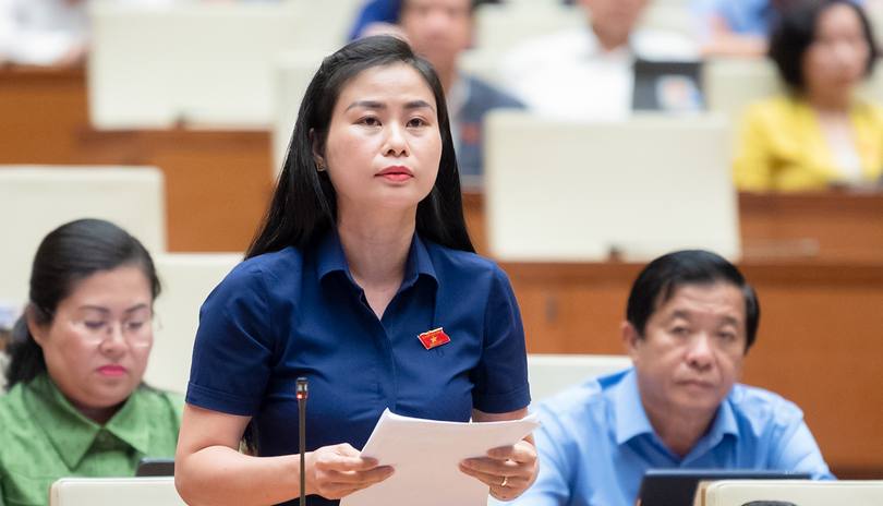 Đại biểu Đặng Thị Bảo Trinh - Đoàn ĐBQH tỉnh Quảng Nam - tại phiên thảo luận ở hội trường