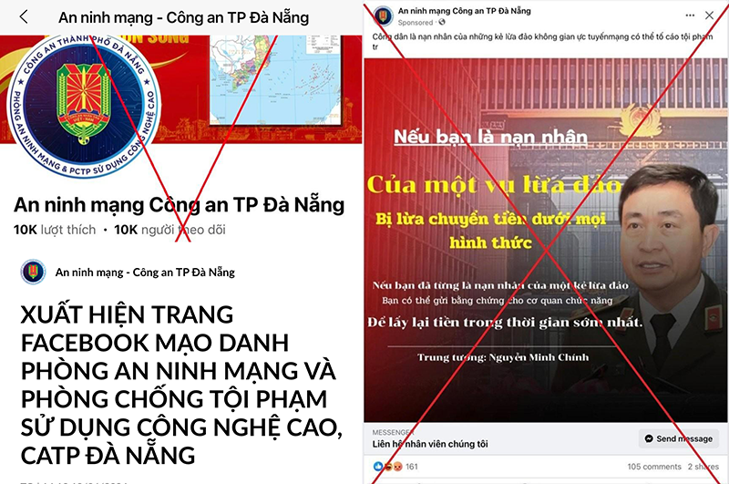 Phòng An ninh mạng và phòng, chống tội phạm sử dụng công nghệ cao, Công an TP Đà Nẵng vừa phát đi cảnh báo về trang facebook mạo danh cơ quan này để lừa đảo.