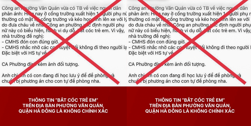 Công an Hà Nội khẳng định thông tin "bắt cóc trẻ em" ở Văn Quán, Hà Đông là tin giả