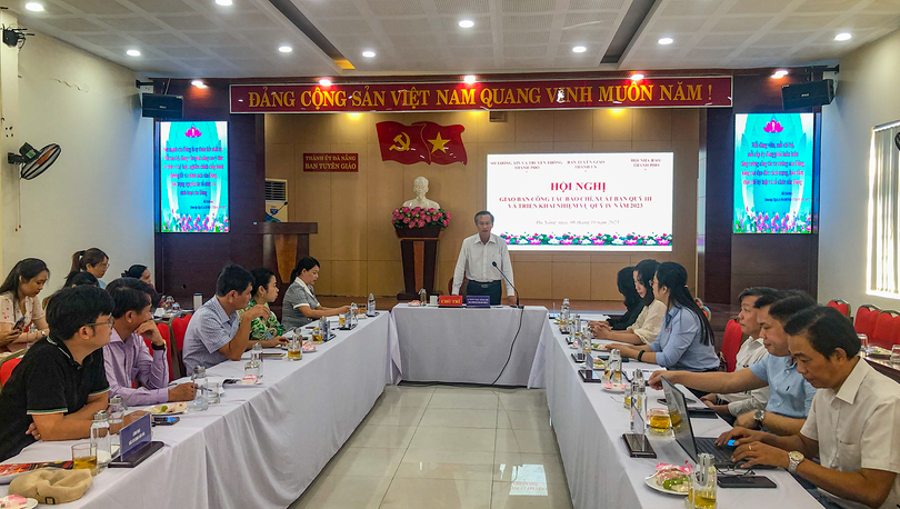 Hội nghị giao ban công tác báo chí, xuất bản quý III và nhiệm vụ quý IV năm 2023 do Ban Tuyên giáo Thành ủy Đà Nẵng tổ chức sáng nay, 6/10.