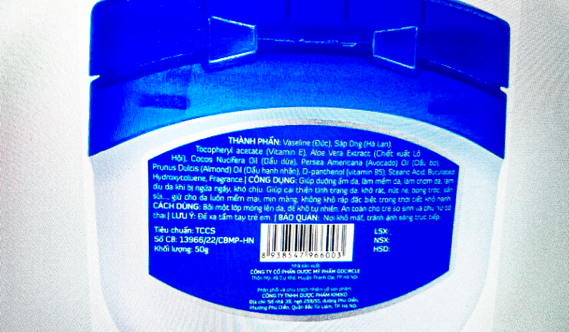 Sản phẩm Vaseline Vitamin E - Lọ 50g bị thu hồi