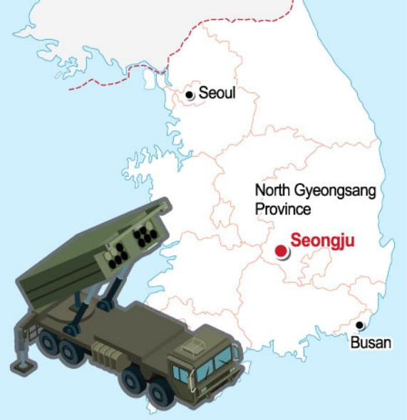 Khu vực Seongju của tỉnh North Gyeongsang, Hàn Quốc là nơi triển khai hệ thống phòng thủ tên lửa THAAD. Ảnh: Internet