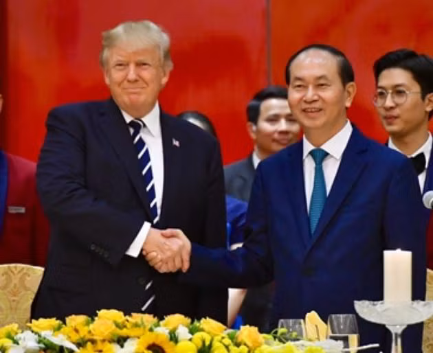 Tổng thống Mỹ Donald Trump và Chủ tịch nước Trần Đại Quang tại tiệc chiêu đãi tối ngày 11/11/2017. 