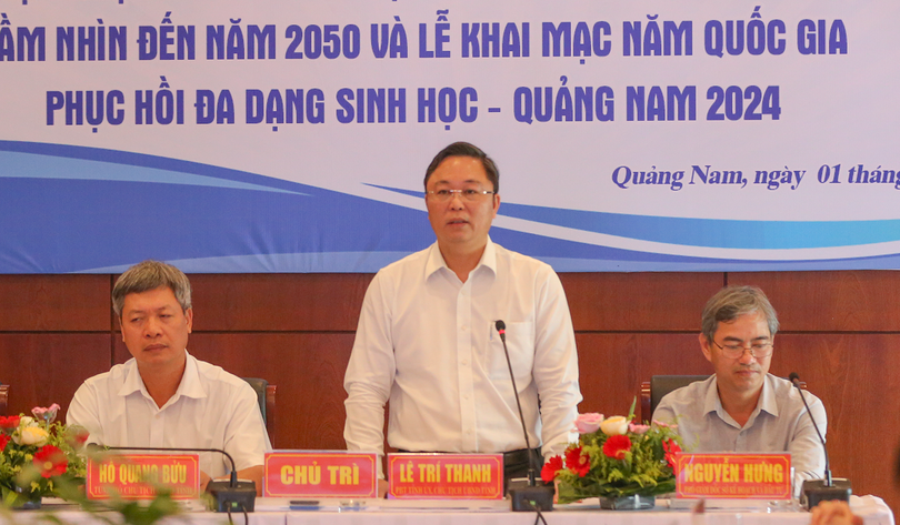 Ông Lê Trí Thanh – Chủ tịch UBND tỉnh Quảng Nam chủ trì họp báo Công bố Quy hoạch tỉnh Quảng Nam thời kỳ 2021 - 2030, tầm nhìn đến năm 2050 và khai mạc “Năm phục hồi đa dạng sinh học quốc gia - Quảng Nam 2024”.