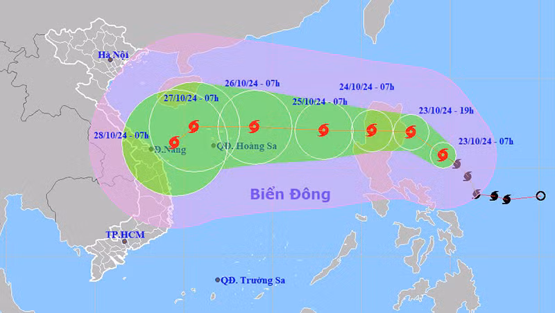 Dư báo đường đi của bão TRAMI trên biển Đông