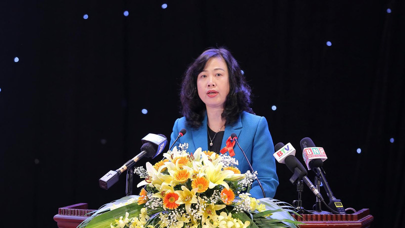 Bộ Trưởng Bộ Y tế Đào Hồng Lan phát biểu tại Mít tinh hưởng ứng Tháng hành động quốc gia phòng, chống HIV/AIDS và Ngày Thế giới phòng chống AIDS năm 2022 diễn ra ngày 26/11, tại TP Bắc Ninh (tỉnh Bắc Ninh)