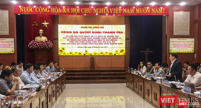 Buổi công bố quyết định thanh tra công tác quản lý, sử dụng đất đai, đầu tư xây dựng, khai thác khoáng sản tại Quảng Nam.