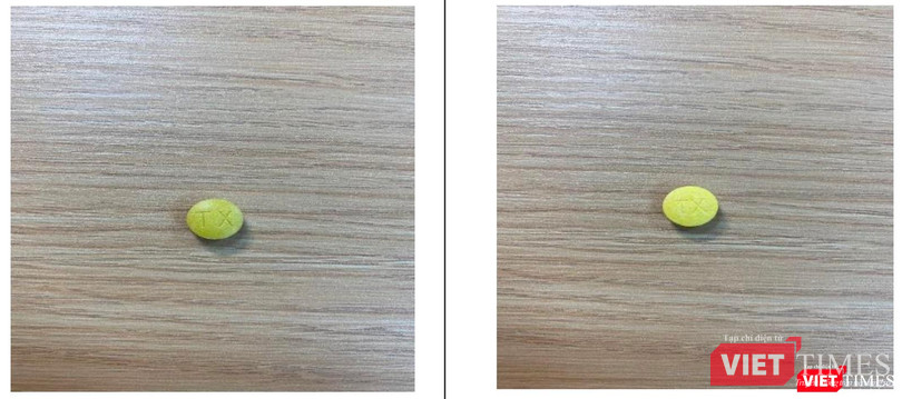 Viên thuốc thật (bên trái) và giả (bên phải). (Ảnh Cục quản lý Dược)