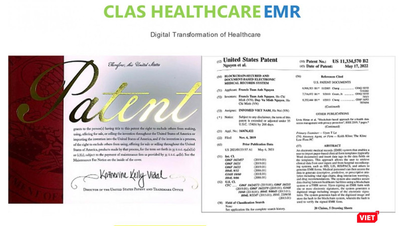 Bằng sáng chế được USPTO cấp cho giải pháp EMR về việc áp dụng công nghệ blockchain và e-document do INFOMED phát triển