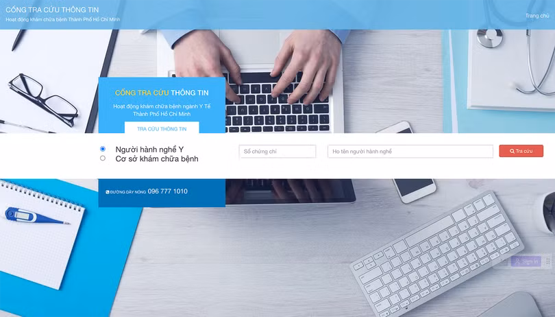 Cổng tra cứu thông tin hoạt động khám chữa bệnh của ngành y tế TP HCM