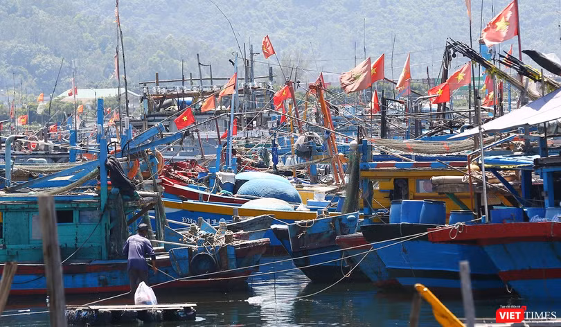 Thuyền thúng trên các tàu cá của ngư dân miền Trung