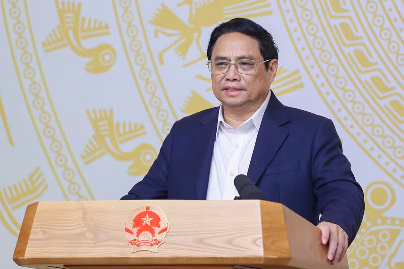 Thủ tướng Phạm minh Chính phát biểu tại hội nghị (Ảnh VGP/ Nhật Bắc)