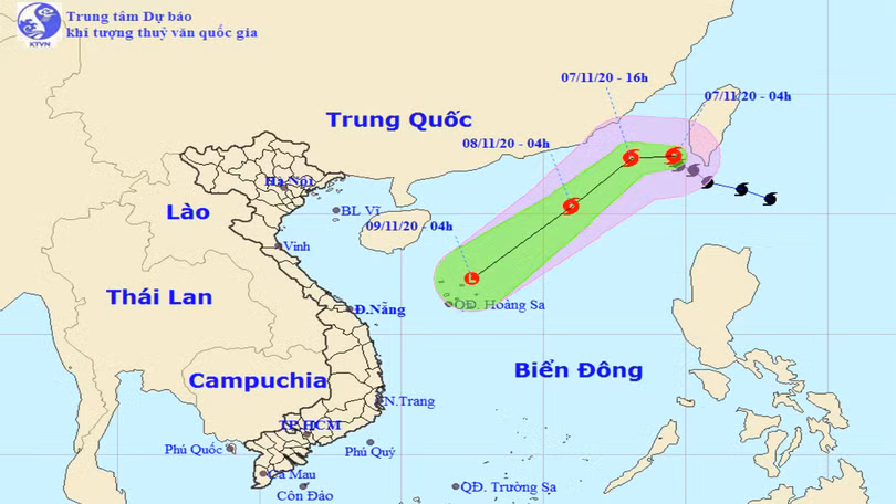 Đường đi của bão Atsani trên biển