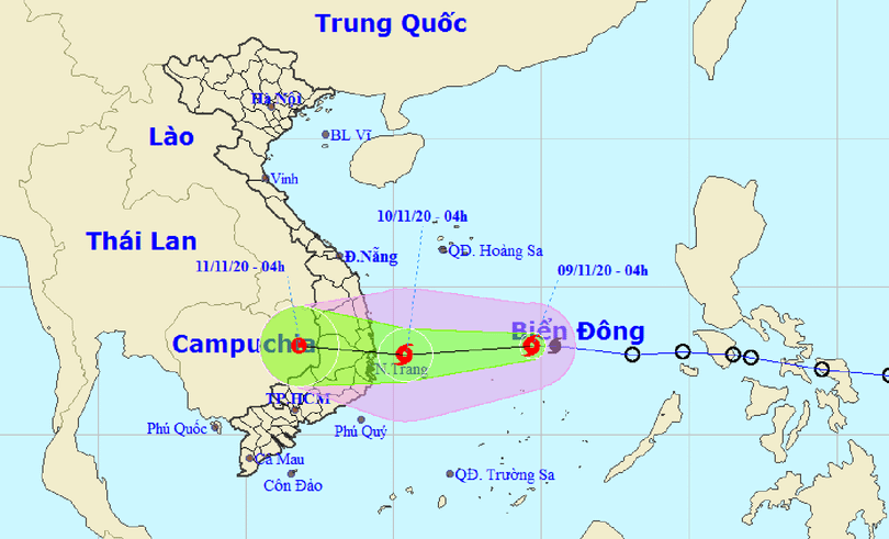 Dự báo đường đi của bão số 12