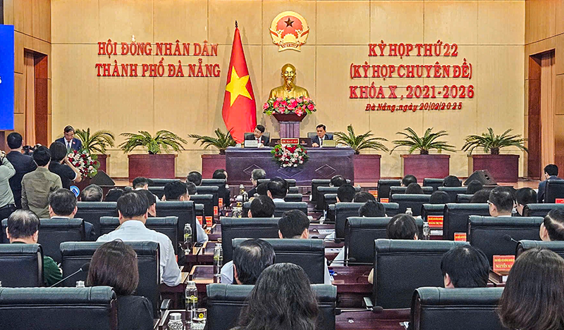 Quang cảnh Kỳ họp thứ 22 (kỳ họp chuyên đề) HĐND TP Đà Nẵng khóa X diễn ra sáng 20/2.