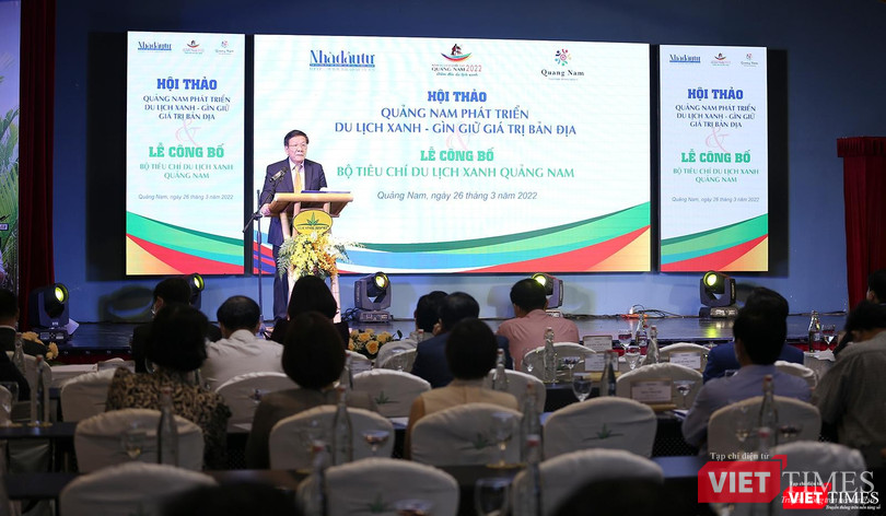 Quang cảnh hội thảo "Quảng Nam phát triển Du lịch Xanh - Gìn giữ giá trị bản địa" và công bố Bộ tiêu chí du lịch xanh Quảng Nam