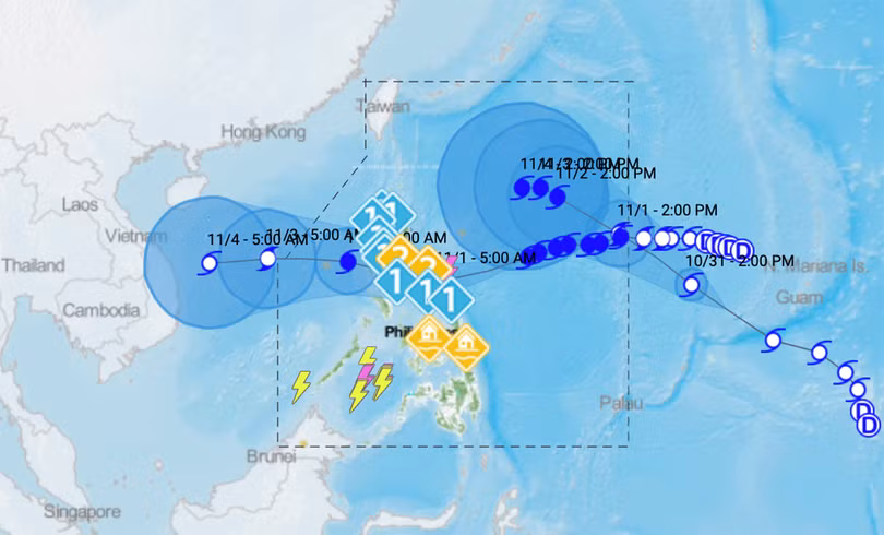 Dự báo bão của PAGASA (Philippines) về 2 cơn bão mới Goni và Atsani đang hình thành trên biển