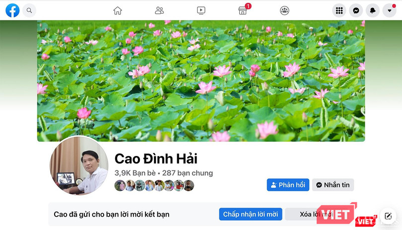 Trang facbook cá nhân của ông Cao Đình Hải - Chủ tịch UBND phường Nại Hiên Đông