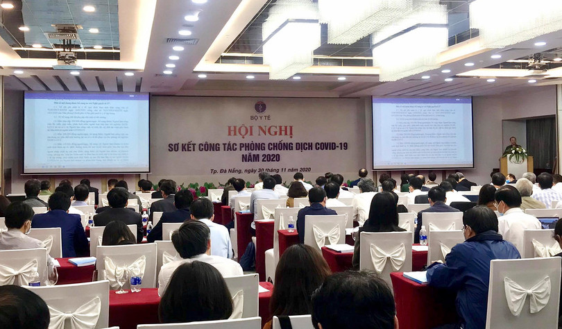 Quang cảnh Hội nghị sơ kết công tác phòng chống dịch COVID-19 năm 2020 do Bộ Y tế tổ chức diễn ra chiều ngày 30/11 tại Đà Nẵng.