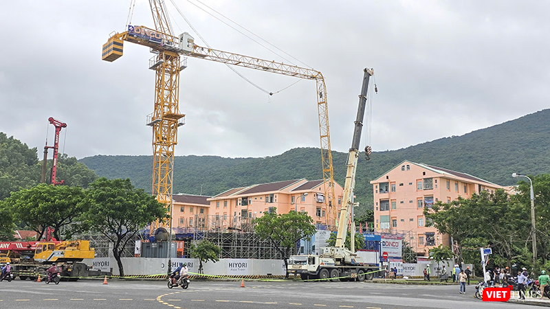 Hiện trường vụ sập cần cẩu tháp tại công trình Dự án Hiyori Aqua Tower (Đà Nẵng).