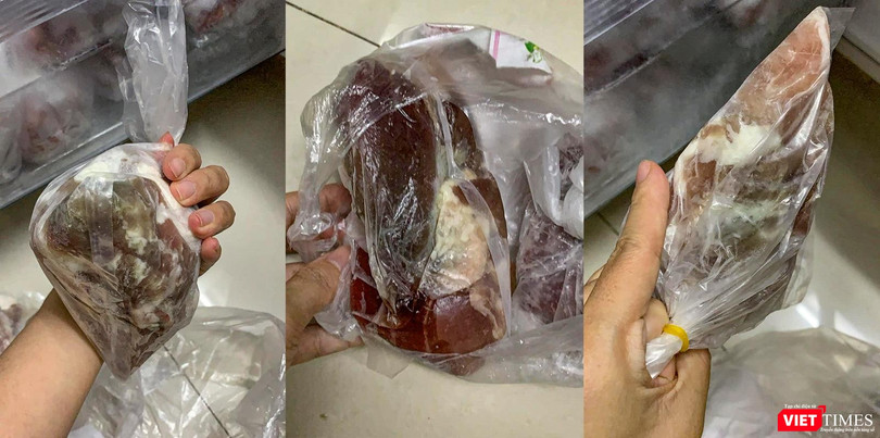 Thịt ngả màu xanh và bốc mùi bị người dân phản ánh