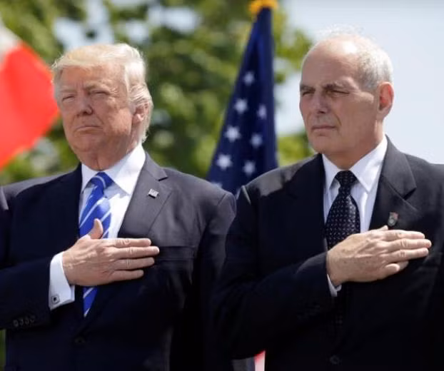 Tổng thống Mỹ Donald Trump và Chánh văn phòng Nhà Trắng John Kelly. Ảnh: Zaobao.