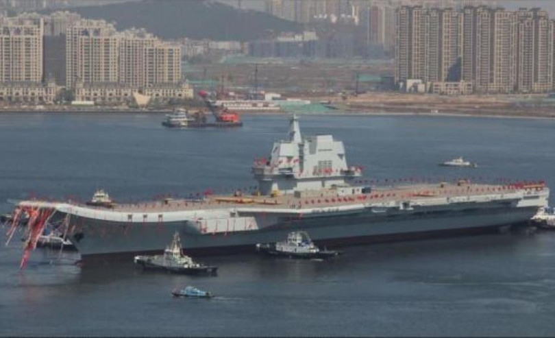 Ngày 26/4/2017, tàu sân bay tự chế đầu tiên Type 001A Trung Quốc hạ thủy. Ảnh: Cankao