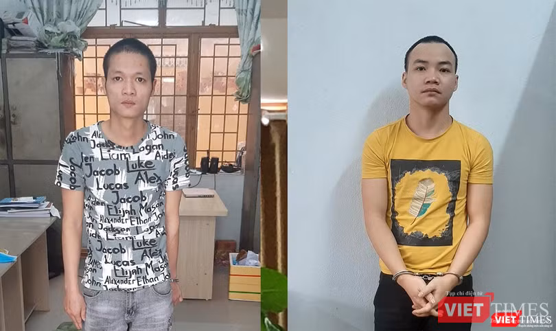 Các đối tượng Phạm Văn Minh và Lưu Minh Dương tại cơ quan công an.