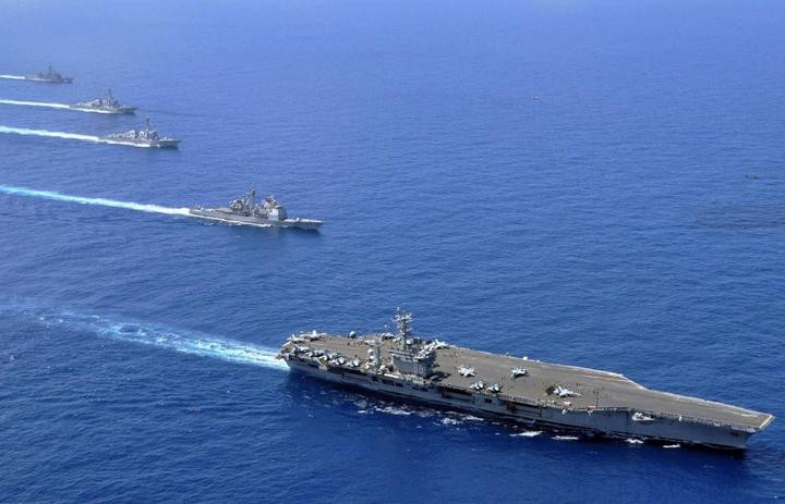 Cụm tấn công tàu sân bay USS Nimitz trên Biển Đông. Ảnh: Business Insider.
