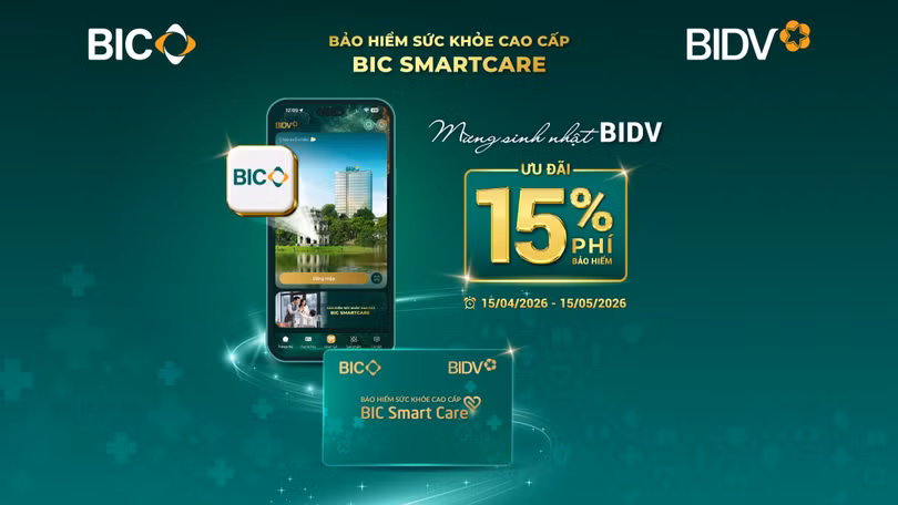 BIC giảm 15% phí bảo hiểm sức khoẻ cao cấp chào mừng ngày thành lập BIDV 