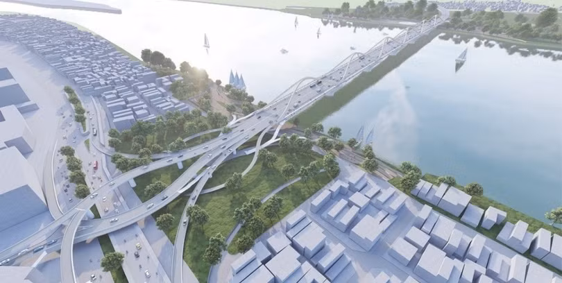 Cầu Trần Hưng Đạo, khởi công tháng 10/2025 giúp gia tăng kết nối 2 bên bờ sông Hồng