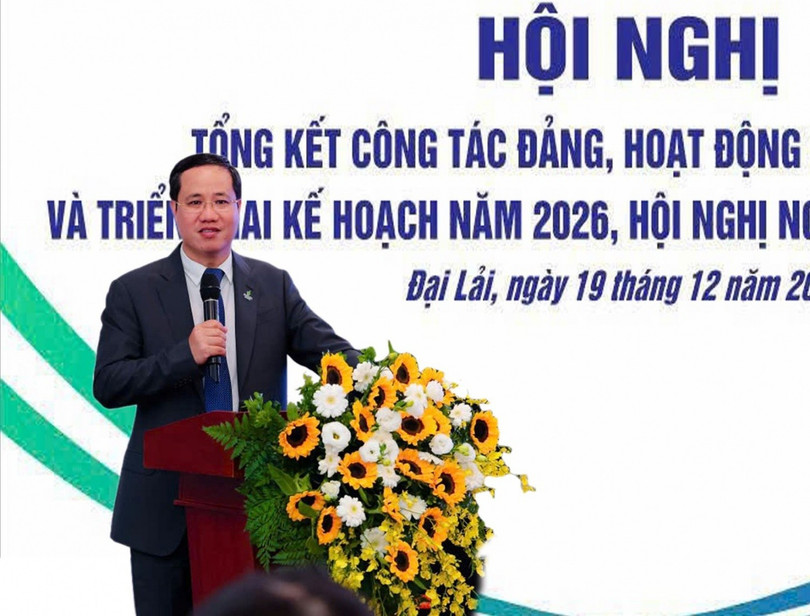 Ông Trương Đại Nghĩa - Bí thư Đảng ủy, Chủ tịch HĐQT PVChem phát biểu tại hội nghị.