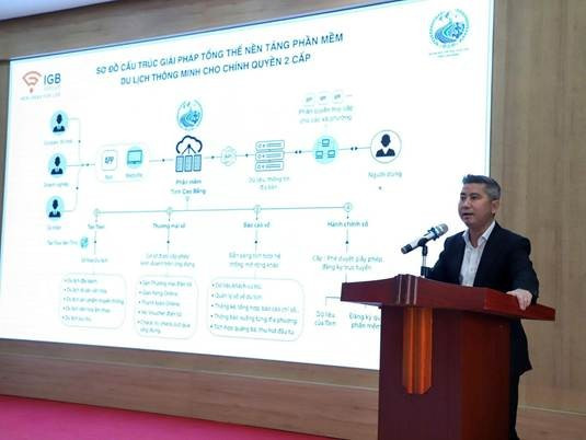 Ông Vũ Xuân Nguyên - Chủ tịch IGB Group giới thiệu mô hình vận hành nền tảng “Cao Bằng Tour”