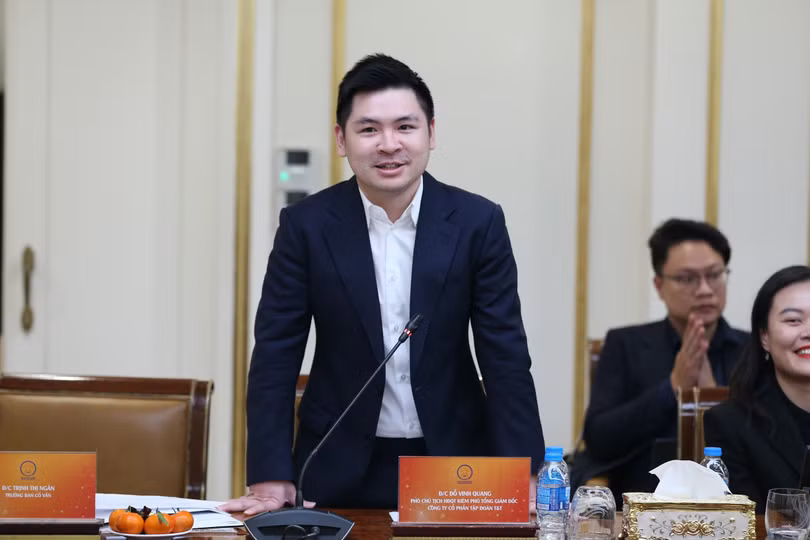 Tân Phó Chủ tịch Hiệp hội Doanh nghiệp nhỏ và vừa TP Hà Nội Đỗ Vinh Quang phát biểu tại sự kiện