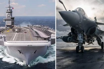 Hình ảnh minh họa tàu sân bay thế hệ tiếp theo của Pháp và máy bay chiến đấu Rafale M. Ảnh: MW.