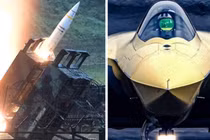 Cảnh phóng tên lửa ATACMS và máy bay chiến đấu tàng hình J-20 của Trung Quốc. Ảnh: MW.