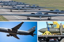 Máy bay ném bom B-2, máy bay tiếp nhiên liệu KC-46, bom GBU-57. Ảnh: MW.