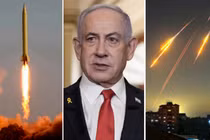 Hình ảnh về vụ phóng tên lửa Shahab-3, Thủ tướng Israel Benjamin Netanyahu, và khoảnh khắc tên lửa Iran bay đến Israel. Ảnh: MW.