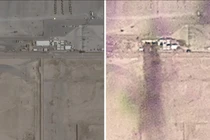 Hai bức ảnh này cho thấy địa điểm các binh sĩ Mỹ thiệt mạng ở Kuwait. Ảnh bên trái được chụp vào ngày 26/6/2025. Ảnh bên phải được chụp vào ngày 1/3. Ảnh: PBC.
