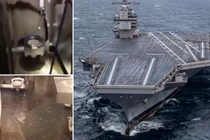 Sự cố tràn nước thải trên siêu tàu sân bay USS Gerald Ford của Mỹ. Ảnh: MW.