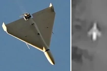 Mẫu UAV Shahed 136 và một mẫu UAV gắn động cơ phản lực mới của Nga chưa được làm rõ. Ảnh: MW.