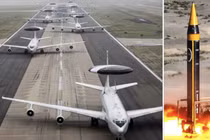 Máy bay E-3 AWACS của Mỹ và tên lửa Khorromshahr 4 của Iran. Ảnh: MW.
