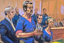 Bức vẽ phác thảo cho thấy ông Nicolas Maduro và vợ ông, Cilia Flores, tham dự phiên tòa sơ thẩm cùng các luật sư bào chữa Barry Pollack và Mark Donnelly tại Tòa án Liên bang Daniel Patrick Moynihan ở Manhattan, New York, Mỹ ngày 5/1. Ảnh: Reuters.