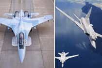 Máy bay chiến đấu Su-35 (bên trái) và máy bay ném bom Tu-22M3 của Nga. Ảnh: MW.